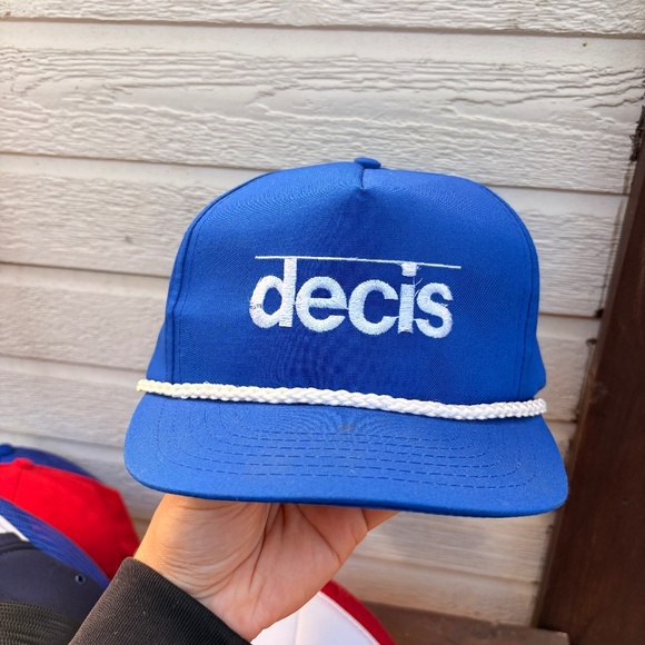 Vintage DECIS trucker hat snapback farming blue white rope - Picture 1 of 7